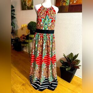 eliza j belted chiffon halter maxi dress | Dresses | Eliza J Size 2 women's formal gowns
